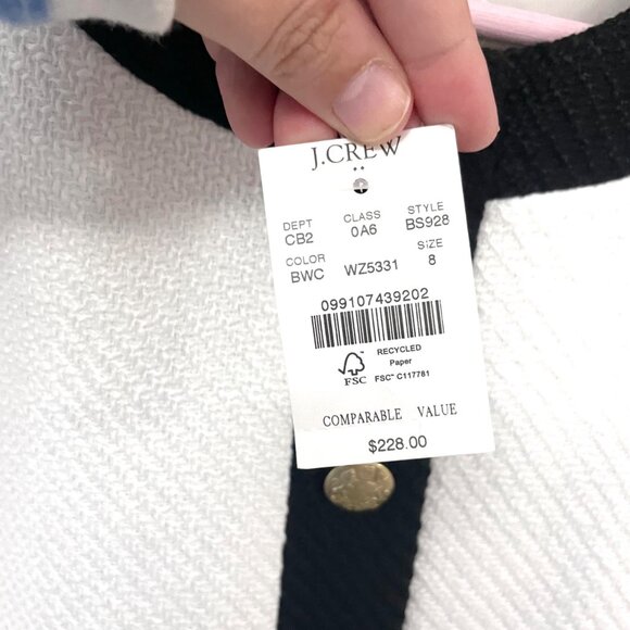 NWT J Crew Factory Black and White Tweed Lady  Jacket Size 8 BS928 - Picture 4 of 7